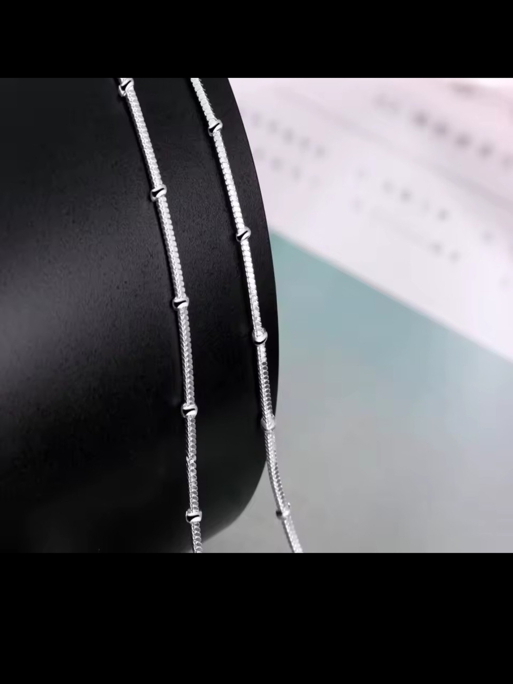 Sterling Silver Bead Accent Chain Necklace - Silver